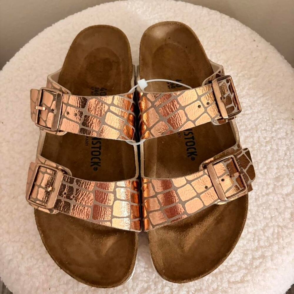 Birkenstock Arizona Gator Gleam Metallic Sandals 40 EU - Picture 4 of 8